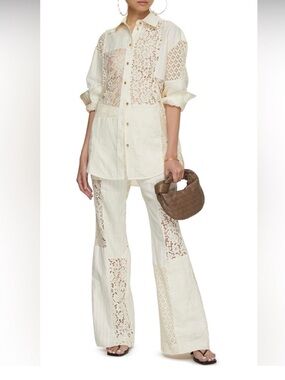 3-piece SET ZIMMERMANN Luminosity Patchwork lace linen and silk jacquard 00